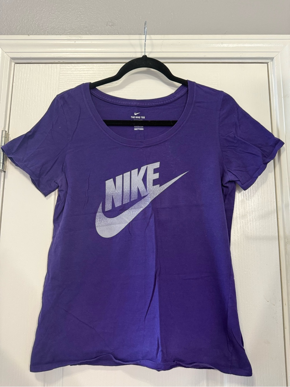 Nike Women's Purple Short Sleeve Tee with Silver Swoosh Logo